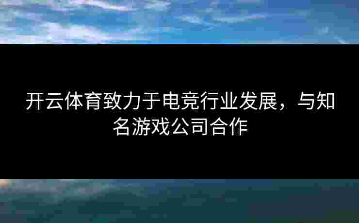 开云体育致力于电竞行业发展，与知名游戏公司合作