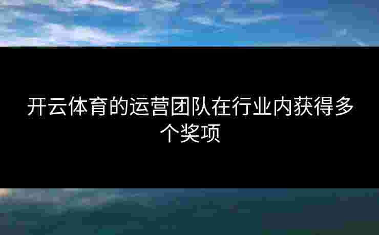 开云体育的运营团队在行业内获得多个奖项